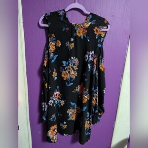 73. BeBop Black Floral Textured Cold Shoulder Long Sleeve Midi Dress XL 16